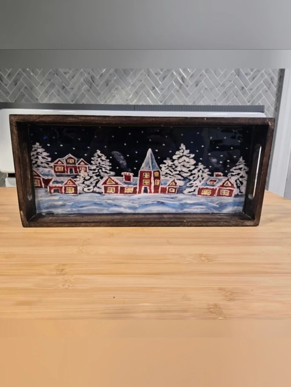 Winter Village Scene Holiday Tray - NWT‎
